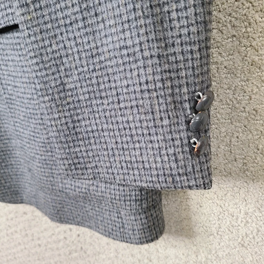 Vintage Ratner Jacket Mens 40R Gray Tweed Sport Coat Micro Check 2 Button Blazer